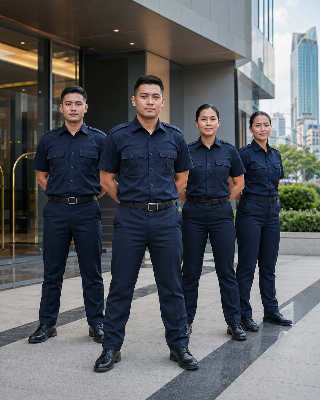 Vision 360 professional security team outside a commercial building